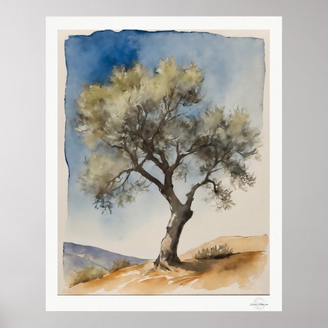 Affiche Solitary Olive Tree Botanical Art Print (Devant)