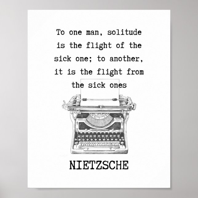 Affiche SOLITUDE citation noir et blanc de Nietzsche (Devant)