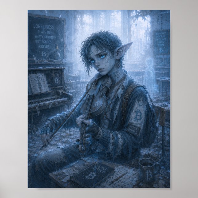 Affiche Solitude / Musicien / École vide (Devant)