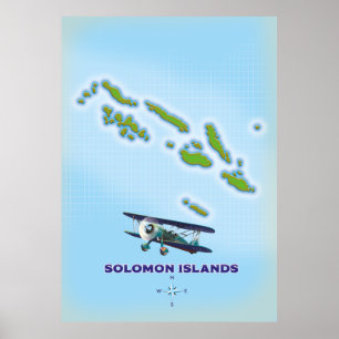 Affiche Solomon islands cartography map.