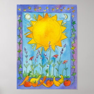 Affiche Solstice d'été aux fruits du soleil Aquarelle