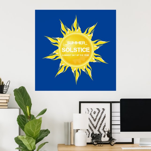 Affiche Solstice d'été bleu le plus long jour de l'année (Bureau à domicile)