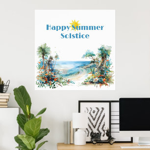 Affiche solstice d'été heureux 2024 soleil