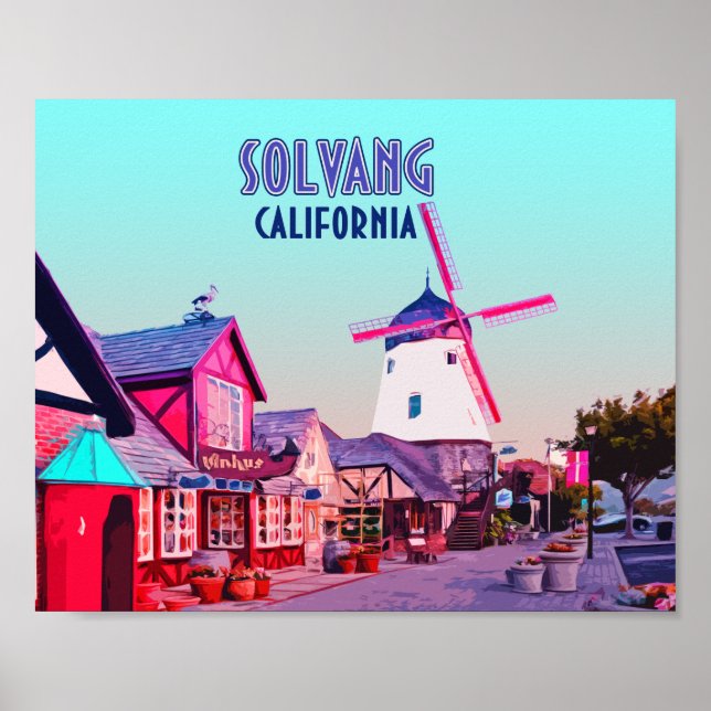 Affiche Solvang Danish Downtown California Vintage (Devant)
