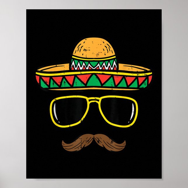 Affiche Sombrero Face Cinco De Mayo Fête mexicaine K (Devant)