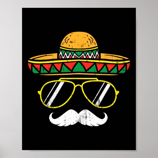 Affiche Sombrero Face Cinco De Mayo Fête mexicaine K (Devant)