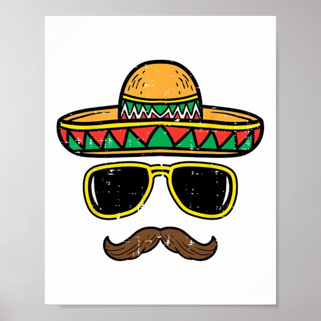 Affiche Sombrero Face Cinco De Mayo Fête mexicaine K (Devant)