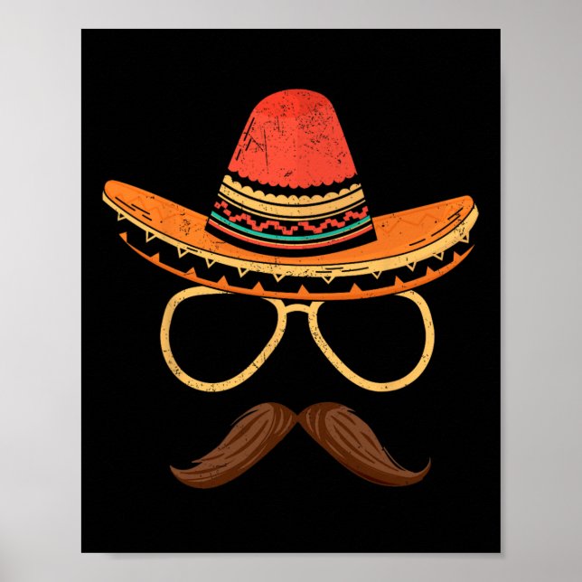 Affiche Sombrero Face Cinco De Mayo Fête mexicaine M (Devant)