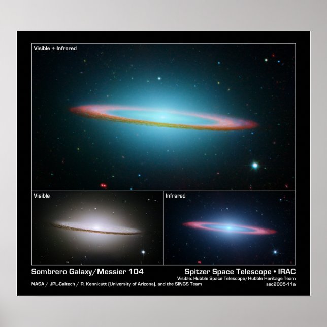 Affiche Sombrero Galaxy (Messier 104) - Télescope Spatial (Devant)