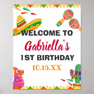 Affiche Sombrero Llama Fiesta de style mexicain Premier an