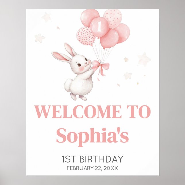 Affiche Some Bunny Balloon Birthday Party Welcome Sign (Devant)
