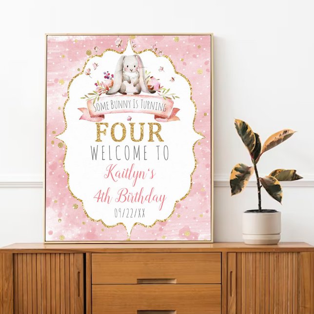 Affiche Some Bunny is Turning Four 4th Birthday Welcome (Créateur téléchargé)