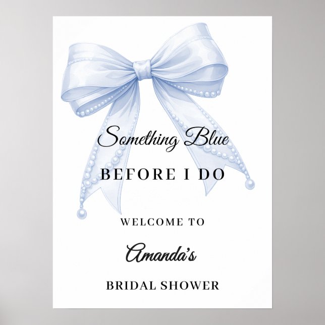 Affiche Something blue bow Bridal Shower welcome (Devant)