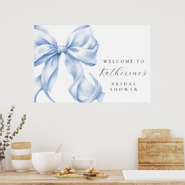 Affiche Something Blue Bow Bridal Shower Welcome (Cuisine)