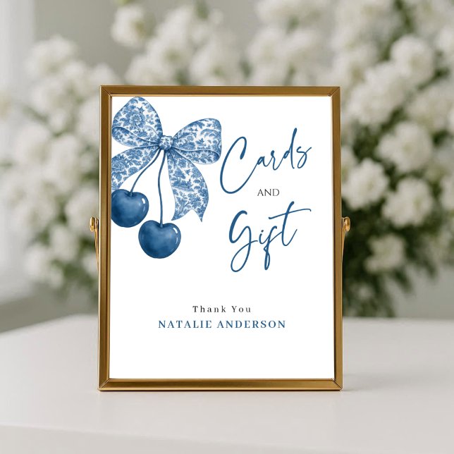 Affiche Something Blue Bridal Shower Cards & Gift Sign (Créateur téléchargé)