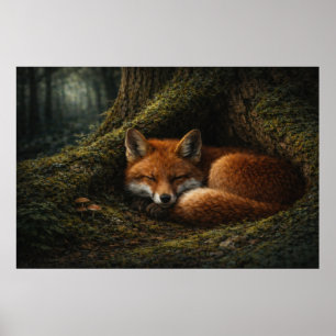 Affiche Sommeil profond de la forêt   Art du Renard Rouge 