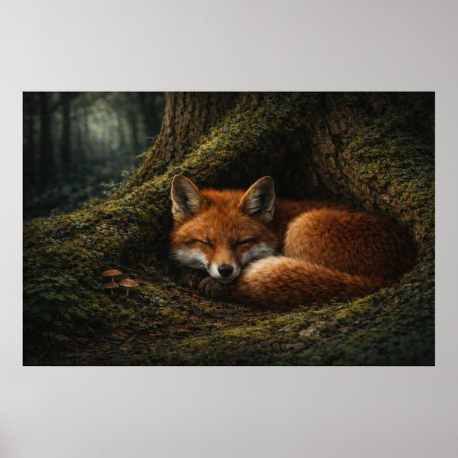 Affiche Sommeil profond de la forêt | Art du Renard Rouge  (Devant)