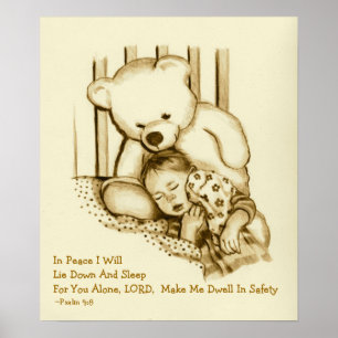 Affiche Sommeil sûr : Vers de bible : Ours de nounours