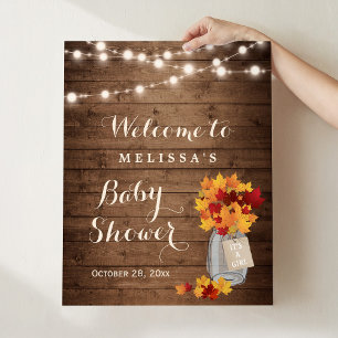 Affiche Son A Girl Automne Feuilles Chaîne Lumières Baby s