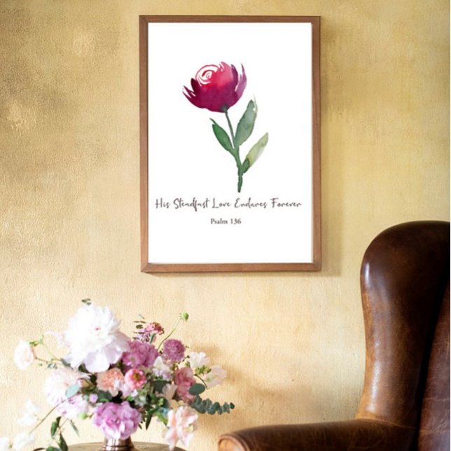 Affiche Son amour inébranlable aquarelle rose rouge (Créateur téléchargé)