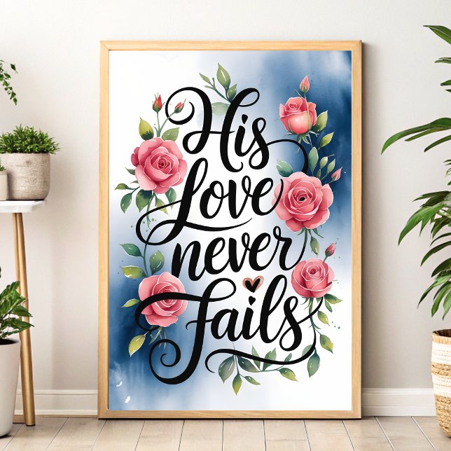 Affiche Son Amour n'échoue jamais Christian Wall Art Print (Créateur téléchargé)