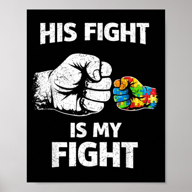 Affiche Son Combat est Mon Combat Autisme Papa Soutien Sen (Devant)