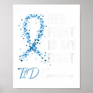 Affiche Son combat est mon combat T1D Grand-mère Type 1 Di