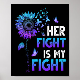 Affiche Son Combat Est Mon Combat Turquoise Et Violet Ribb