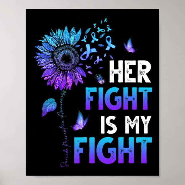 Affiche Son Combat Est Mon Combat Turquoise Et Violet Ribb (Devant)