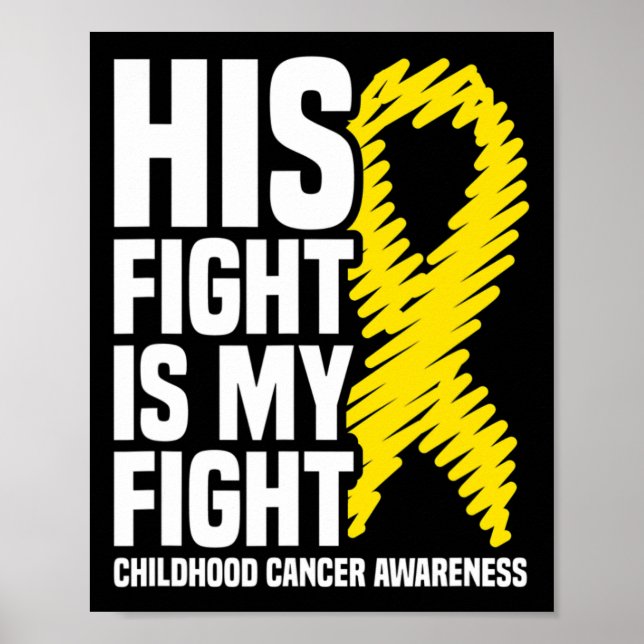 Affiche Son Combat Est Mon Ribbon Lutte Cancer Enfance Awa (Devant)
