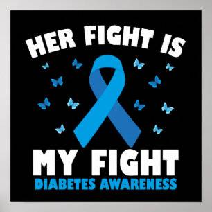 Affiche Son combat Mon combat Contre le diabète T1D Ruban