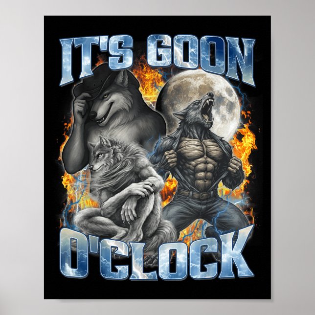 Affiche Son fou il est l'heure Cool Drôle Alpha Loup Loup- (Devant)