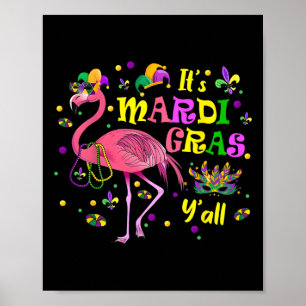 Affiche Son Mardi Gras Y'all Flamant rose Costume Filles F