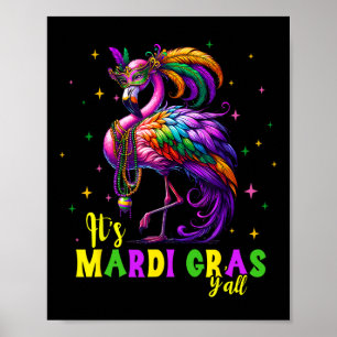 Affiche Son Mardi Gras Y'all Flamant rose Costume Filles F