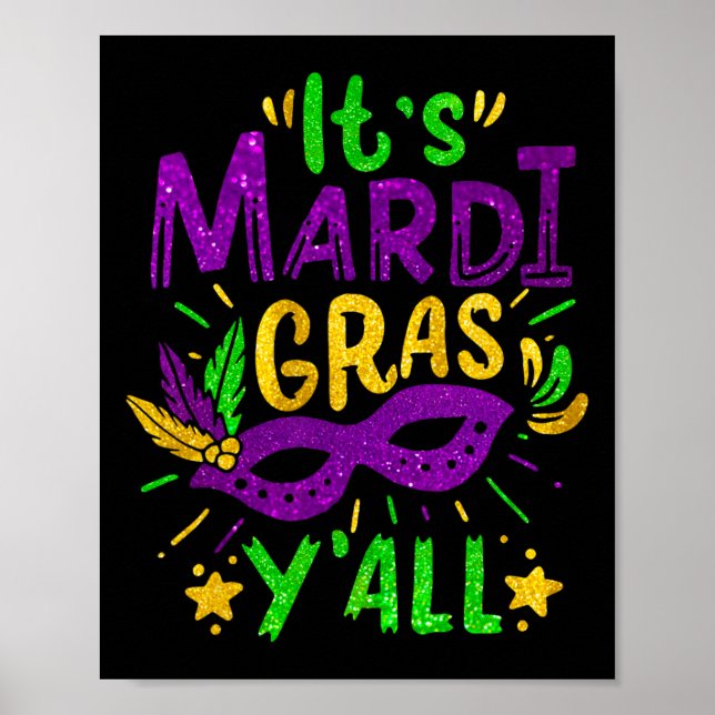 Affiche Son Mardi Gras Yall perles Masque Jester Casquette (Devant)