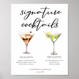 Affiche Son Martini Signature Mariage Cocktails Menu