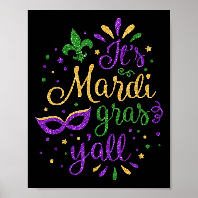 Affiche Son Masque Mardi Gras Yall Mardi Gras Party (Devant)