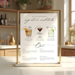 Affiche Son Ours & Ses Aquarelle Signature Cocktail Menu