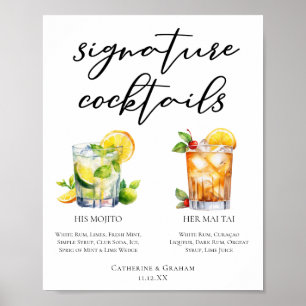 Affiche Son Rhum Signature Cocktails Menu Mariage