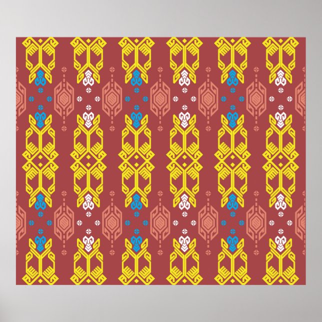 Affiche Songket Tenun Geometrik Motif sans couture avec Cr (Devant)