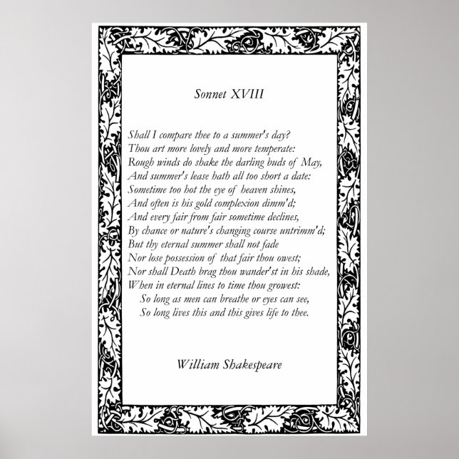 Affiche Sonnet # 18 par William Shakespeare (Devant)
