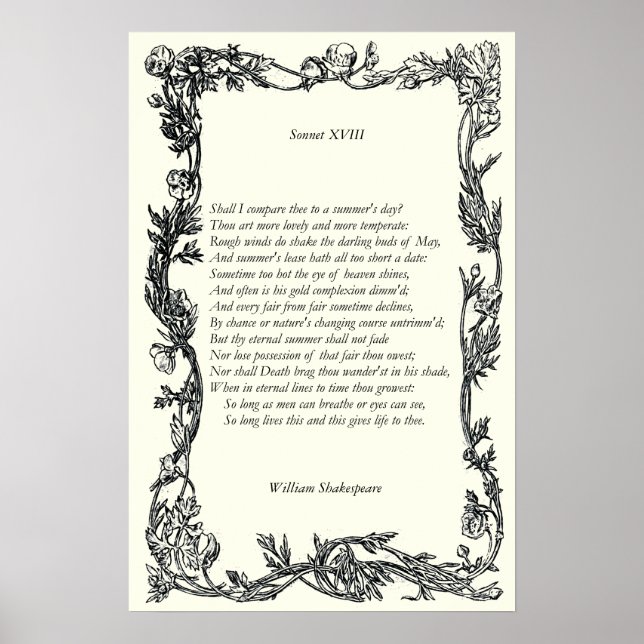 Affiche Sonnet # 18 par William Shakespeare (Devant)