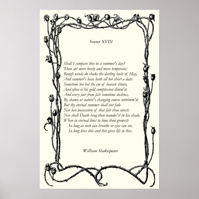 Affiche Sonnet # 18 par William Shakespeare (Devant)