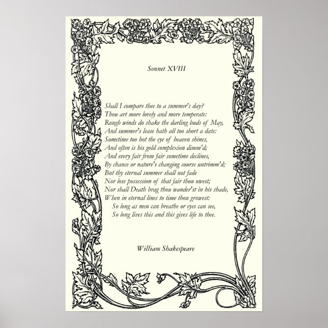 Affiche Sonnet # 18 par William Shakespeare (Devant)