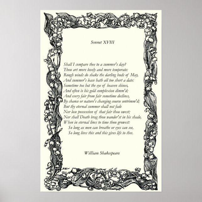 Affiche Sonnet # 18 par William Shakespeare (Devant)