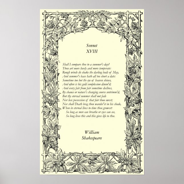 Affiche Sonnet # 18 par William Shakespeare (Devant)
