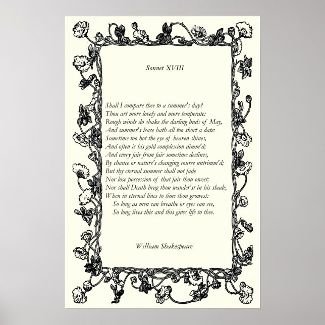 Affiche Sonnet # 18 par William Shakespeare (Devant)