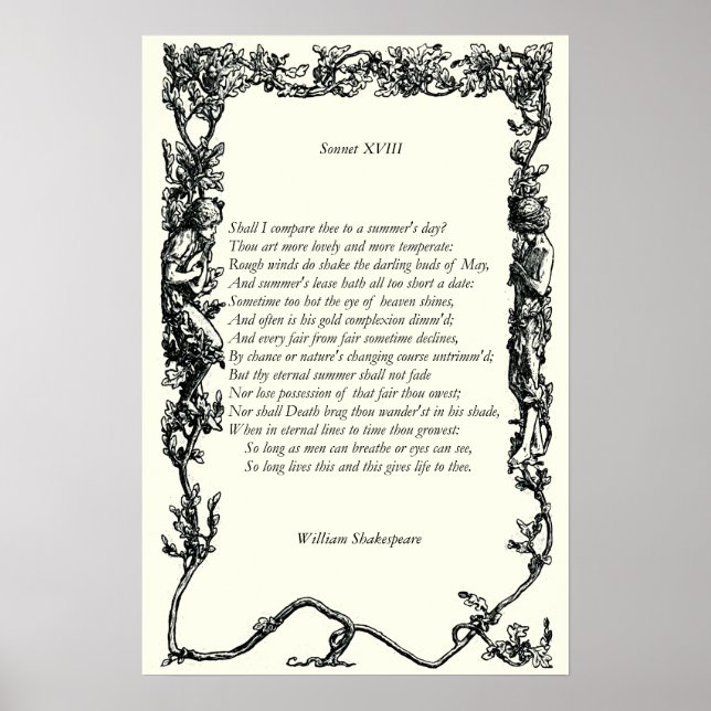 Affiche Sonnet # 18 par William Shakespeare (Devant)