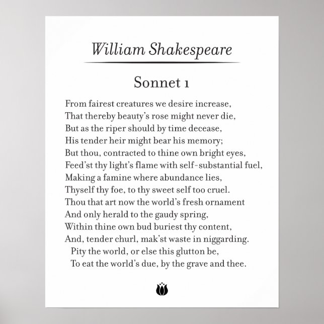 Affiche Sonnet 1 par William Shakespeare (Devant)