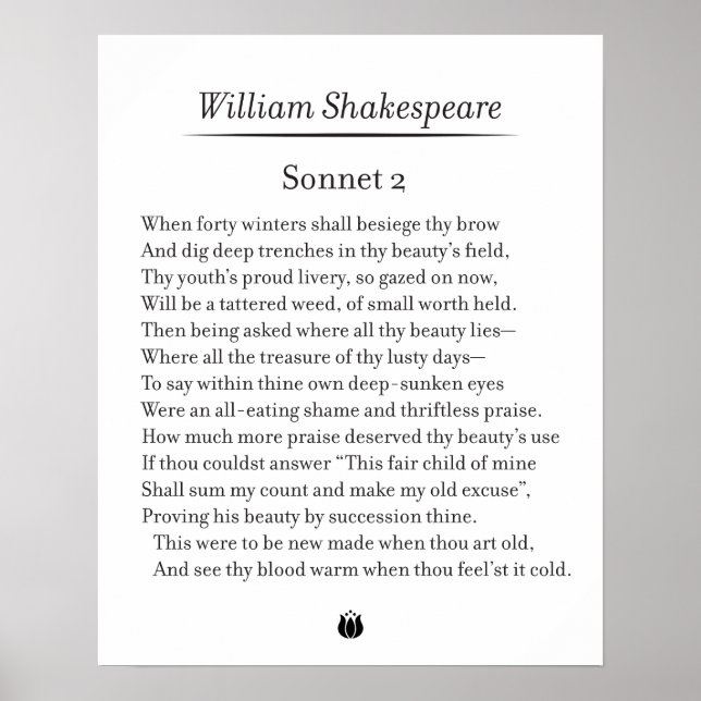 Affiche Sonnet 2 par William Shakespeare (Devant)